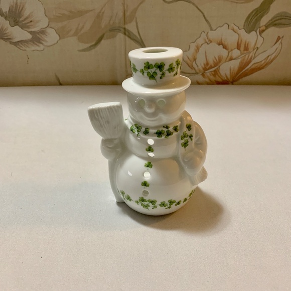 Ceramic Shamrock / Clover Snowman Freestanding Votive Tea Light Holder - Picture 3 of 4